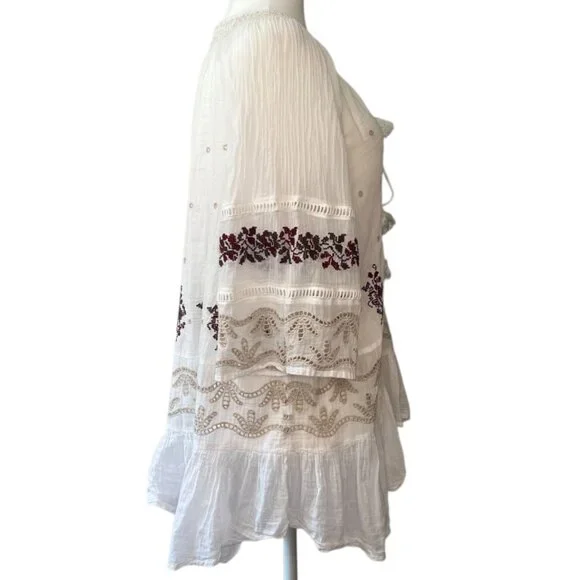 FREE PEOPLE | Pre-Loved Boho Embroidered Cream Tunic Top – Size M - GWP - Picture 4 of 9